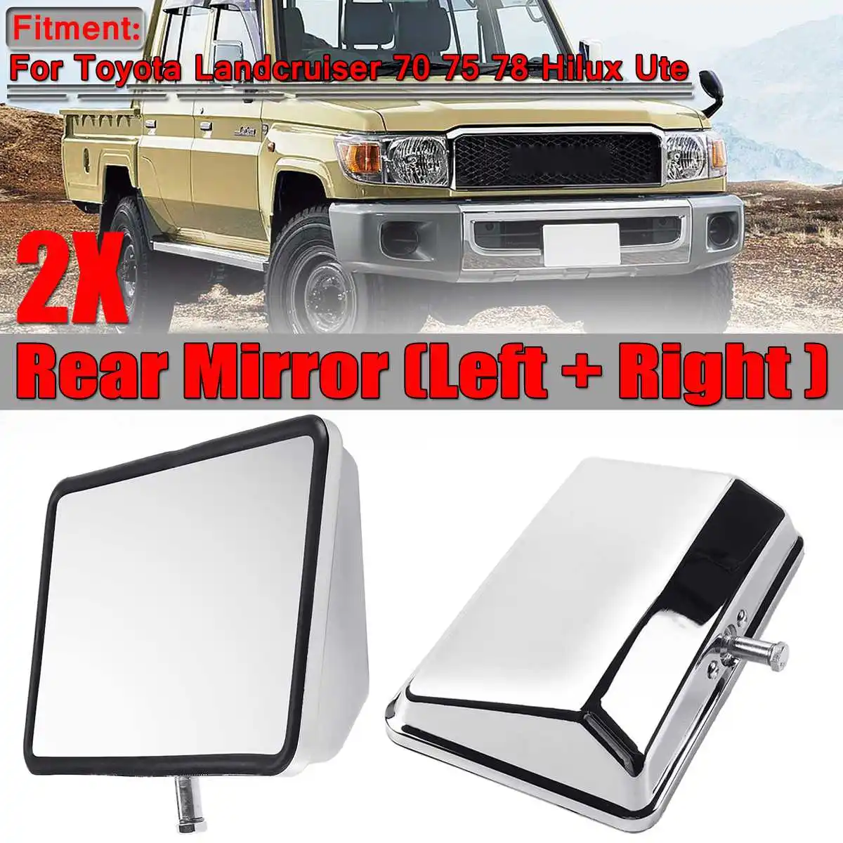 

Black/Chrome Silver 2pcs Car Door Side Rearview Mirrors For Toyota Landcruiser 70 75 78 Hilux Ute Car Retro Rear View Mirror