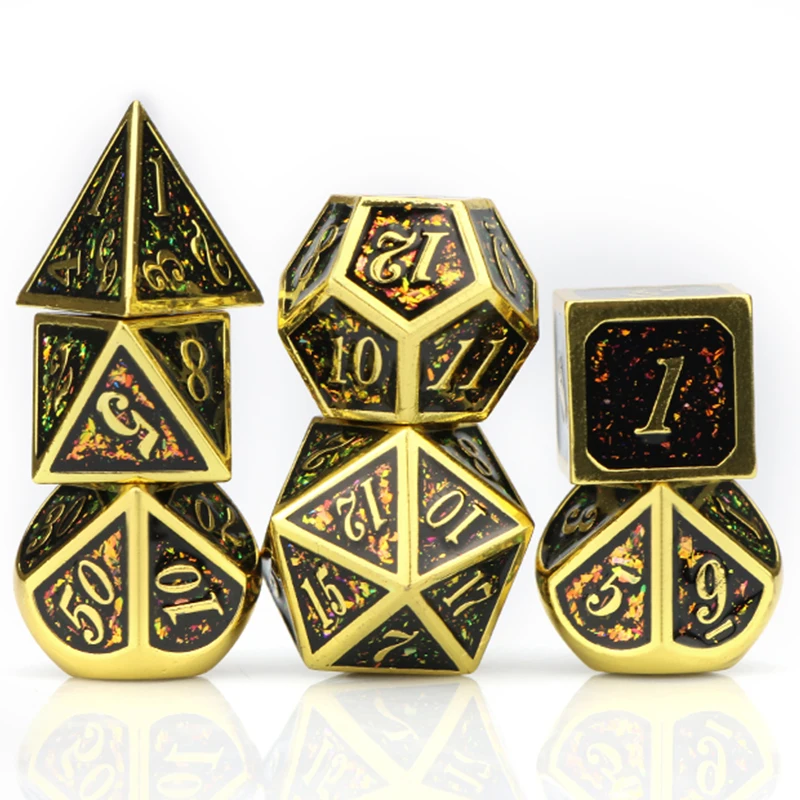 

Dnd dice set metal dice rainbow dice d&d dice dungeon polyhedral dice custom dice 7pcs set with bag D20 D12 D10 D8 D6 D4