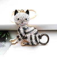 2021 trend new year gifts cat key chain owl key ring with full rhinestones animal jewelry for boys and girls couples
