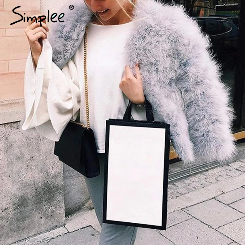 Женская розовая меховая шуба Simplee, повседневная шуба для вечеринки, короткое цветное меховое пальто на зиму