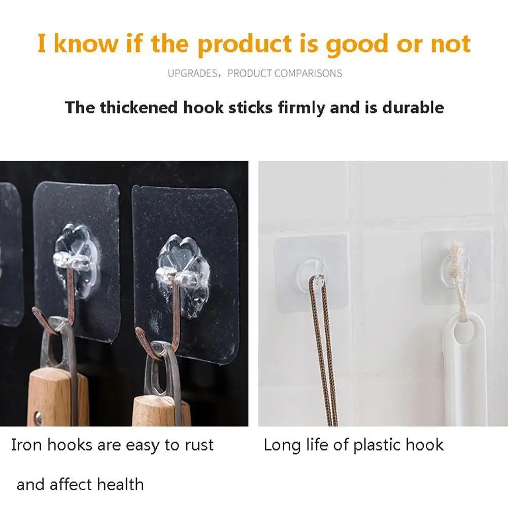 

1Pc Transparent Wall Hook Strong Self Adhesive Door Rack Suction Sucker Heavy Cup Load Bathroom Wall Hooks For Kitchen Hang P0N8