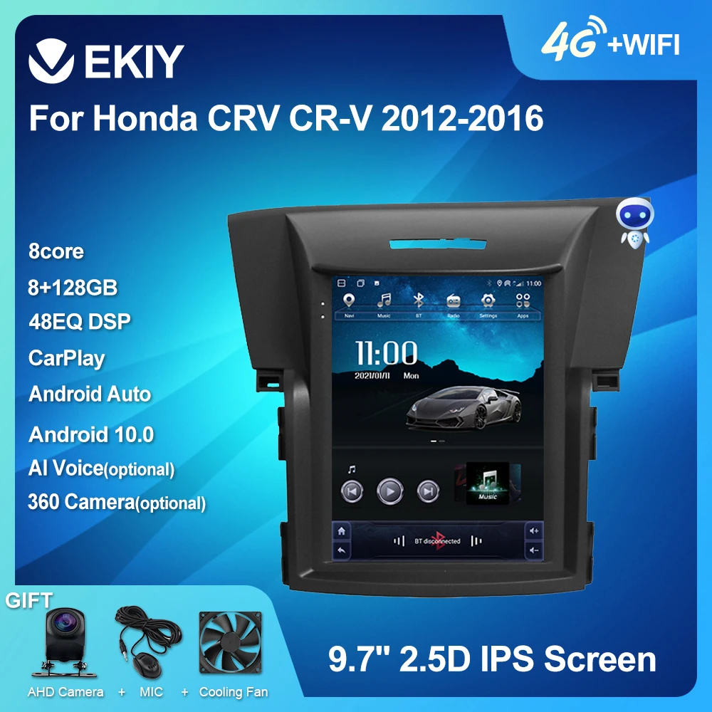 

EKIY DSP Android 10 автомобильное радио для Honda CRV CR-V 2012-2016 мультимедийный Tesla вертикальный экран GPS-навигация BT 6 + 128G головное устройство