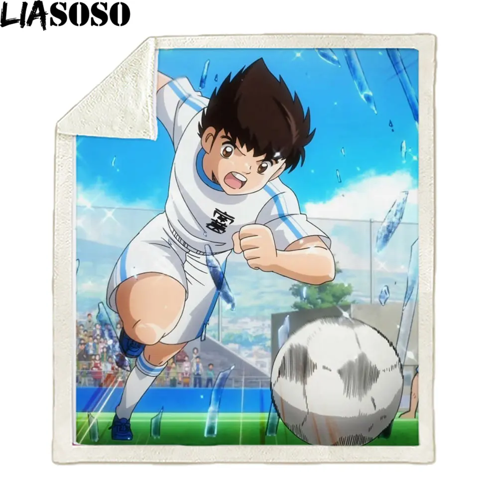 

Captain Tsubasa Tsubasa Ozora Japanese Anime Blanket Flannel Warm Sport Cozy Soft FLeece Bedspread Travel Bedding Sofa Bed Cover