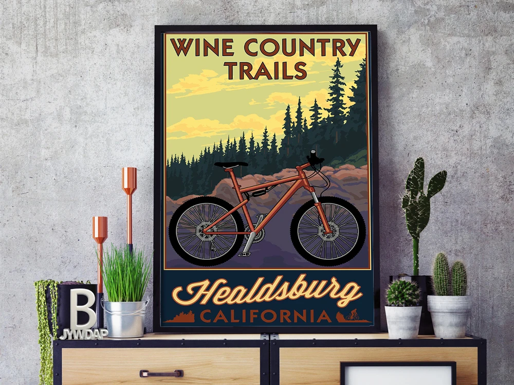 Винтажный постер Healdsburg Калифорния винная деревня путешествия город пейзаж