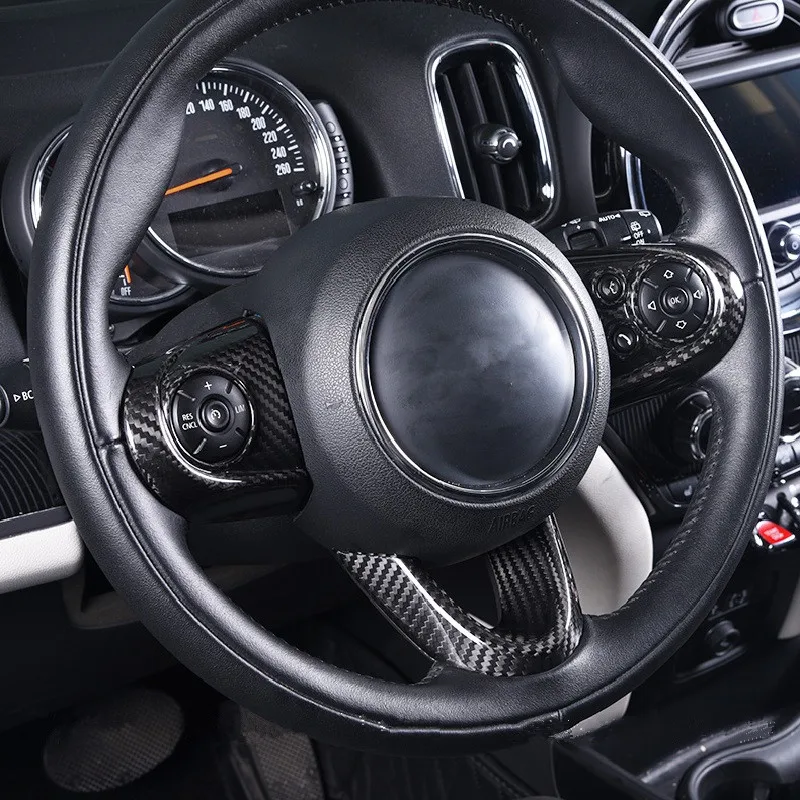 Pаспродажа Настоящий Автомобильный руль из углеродного волокна, панель, накладка, наклейка для Mini Cooper Countryman Clubman F54 F55 F56 F57 F60, Стайлинг