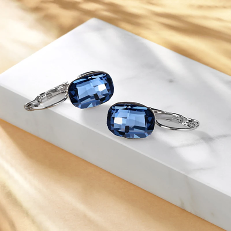 Новый 3 вида цветов роскошный квадратный камень женские серьги 925 серебро