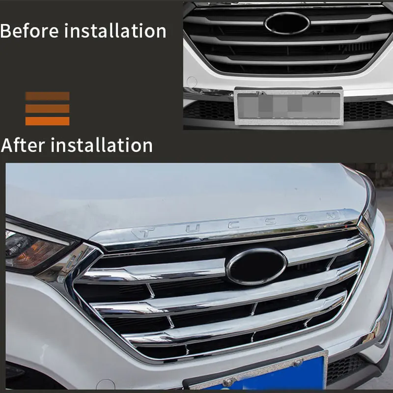 1 шт. ABS для HYUNDAI TUCSON 2015 2020 хромированный передний капот решетка гриль губы молдинг