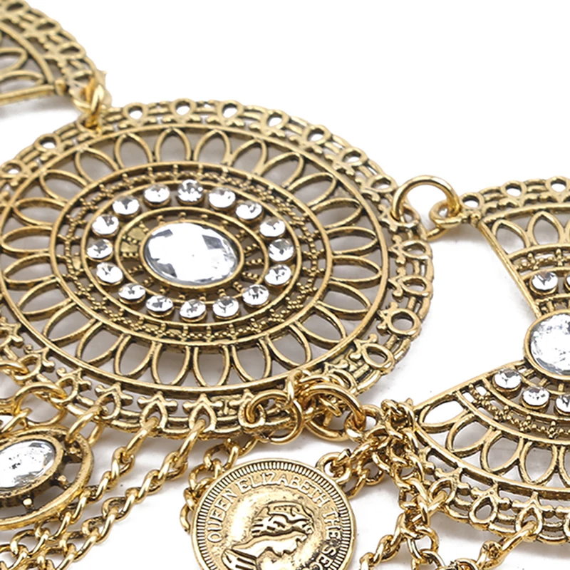 

Sexy Hollow Out Waist Chains Crystal Indian Yoga Belly Belt Chains Gypsy Women Retro Tassel Coins Pendant Waist Belt