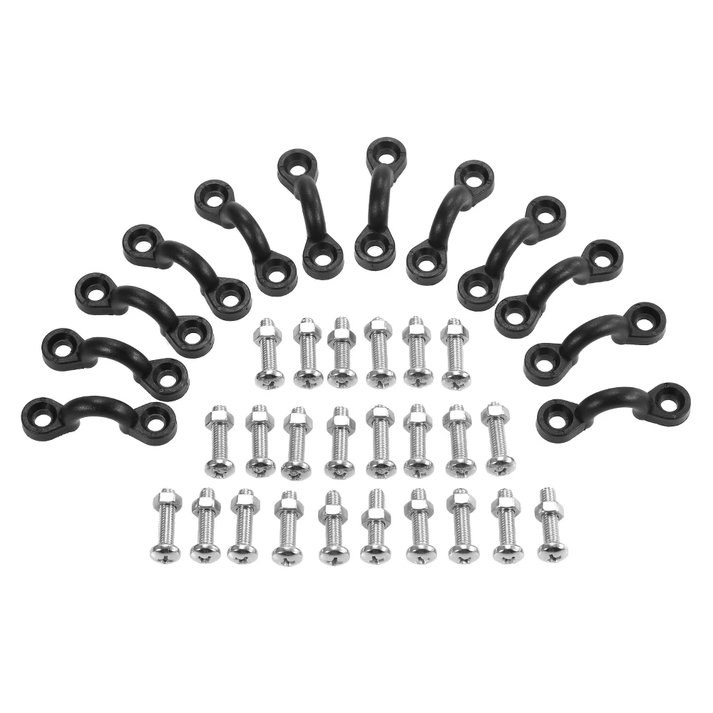 

12 Nylon Bungee Deck Loops Tie Down Pad Eyes 24 Stainless Screws with Lock Nuts Bungee Kit for for Kayaks Canoes Boats