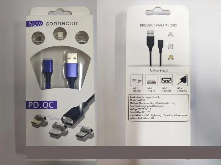 Магнитный Micro USB кабель Vogek 3A для iPhone, samsung, Android, адаптер для быстрой зарядки, кабель для телефона, магнитный кабель для зарядки и передачи данных, провод 1 м