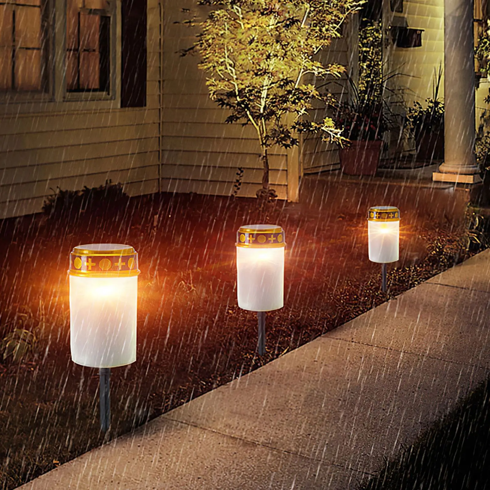 Солнечный грубые светильник IP44 Водонепроницаемый сад Кладбищенский фонарь