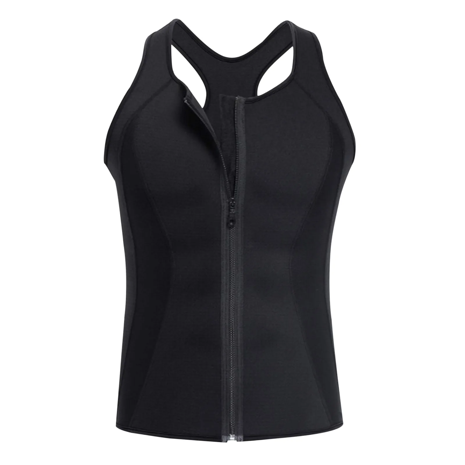 

Men's Tank Tops Slimming Zipper Neoprene Sweatshirt Fitness Training Sportswear Male Compression Slim Vest Running Vest