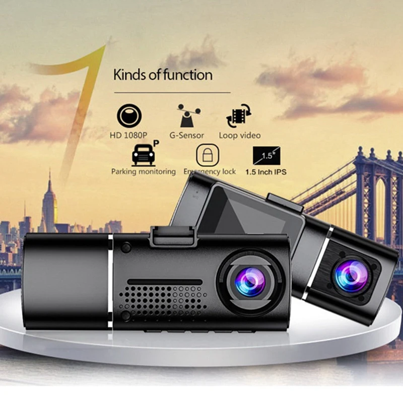 

1.5 Dual Dual Camera Inside and Outside the Car 1080+720 Car DVR Vehicle Video Recorder with Infrared Night Vision