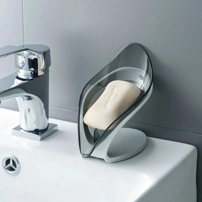 

Bathroom Soap Holder Leaf Shape Soap Box Kitchen Dish Storage Box Non-slip Drain Soap Storage Case Container new