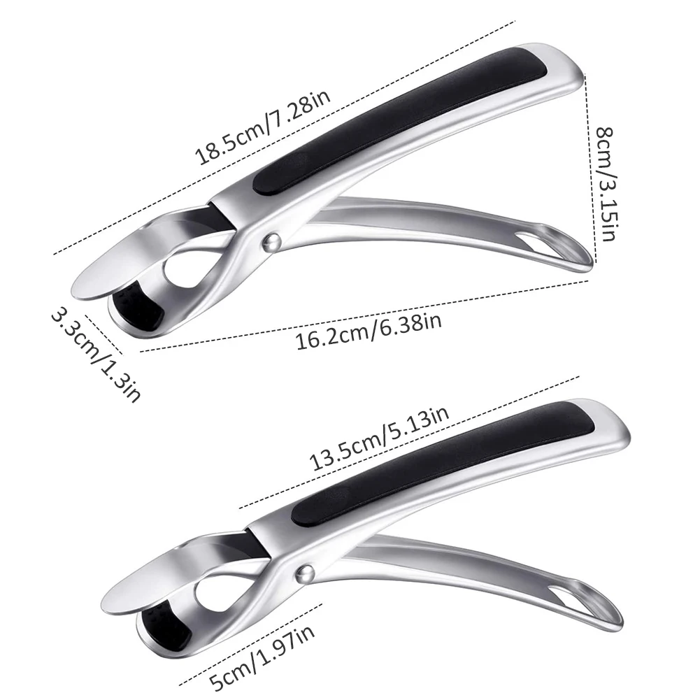 

2PCS Hot Bowl Holder Hot Pot Gripper Stainless Steel Hot Dish Clipper Retriever Tong Anti-Scalding Silicone Handle Kitchen Tool