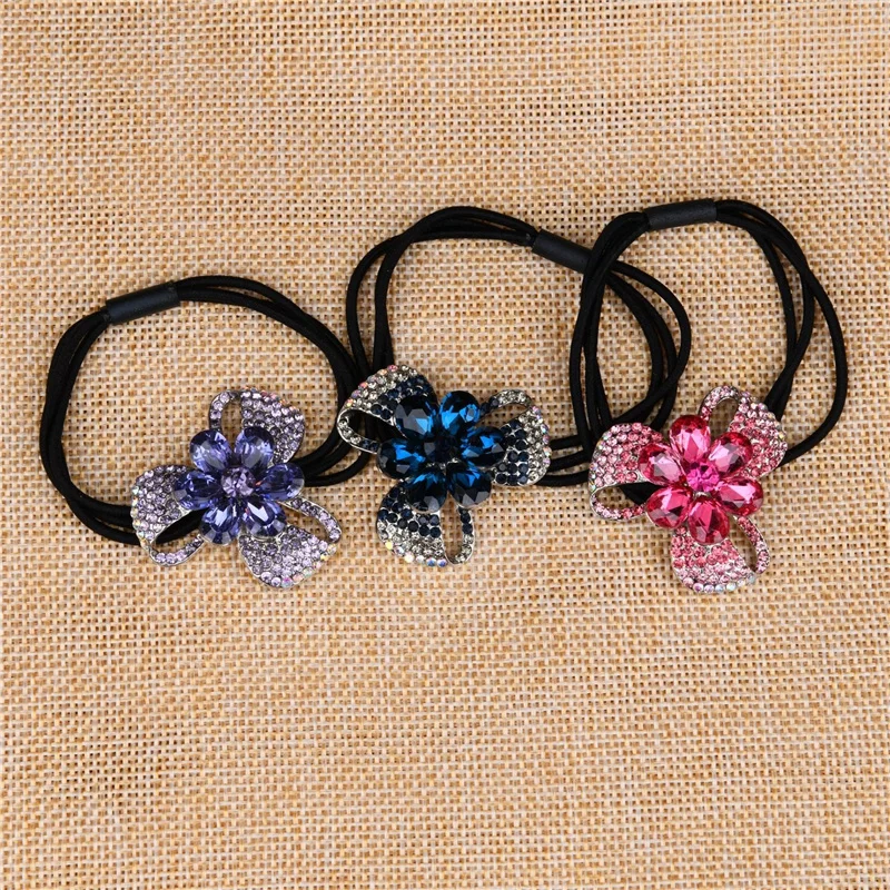 

Love Hair Rope Korean Version Of The New Color Crystal Flowers Rubber Band For Women 2021 Summer Hot