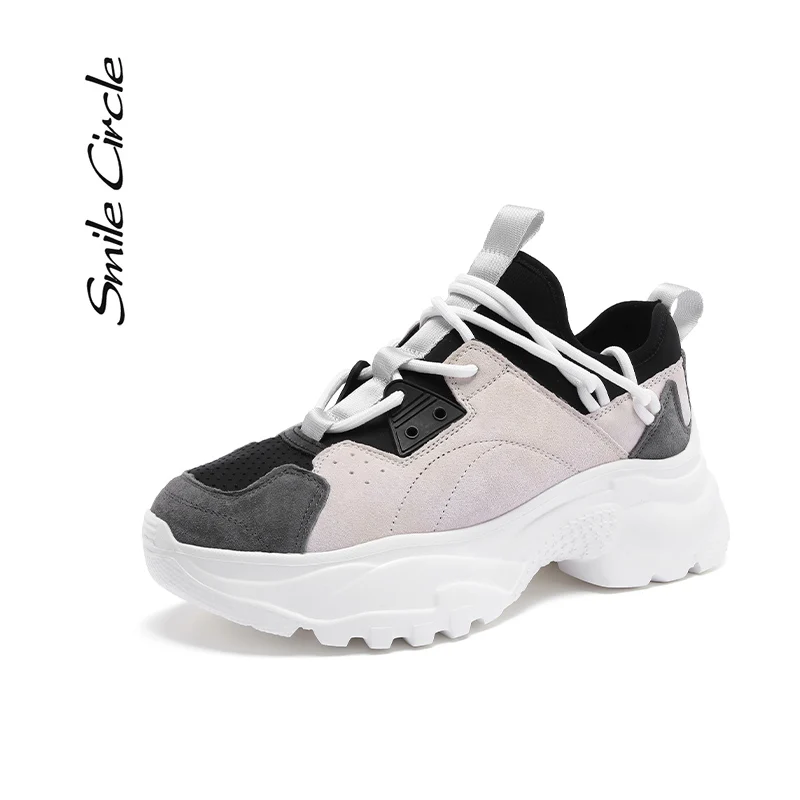 Кроссовки женские Smile Circle натуральная кожа Вскользь ботинки осень 2019|Обувь без