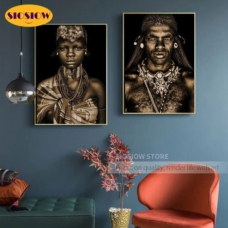 Black Gold 5d Diy Diamond Painting Cross Stitch African Men Women Full Drill Square Daimond Mosaic Embroidery Modern Home Decor | Дом и сад