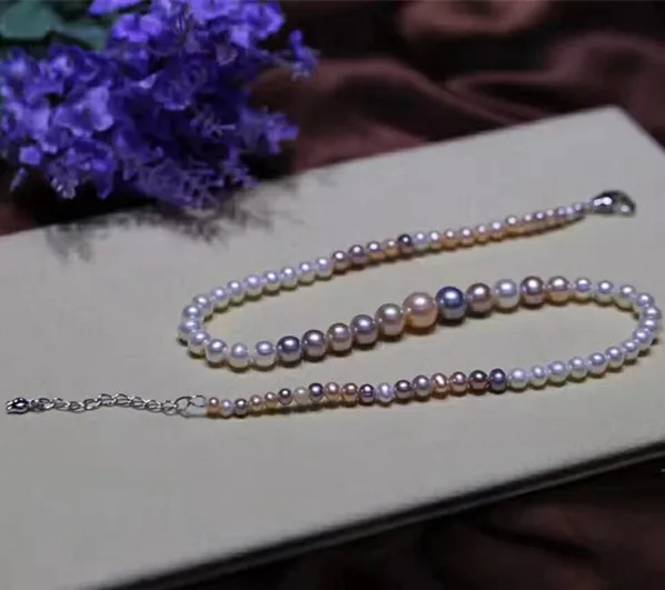 

Mixed Color Freshwater Pearl Necklace round Freshwater Real Pearl Ornament Jewelry Necklace Freshwater Pearl