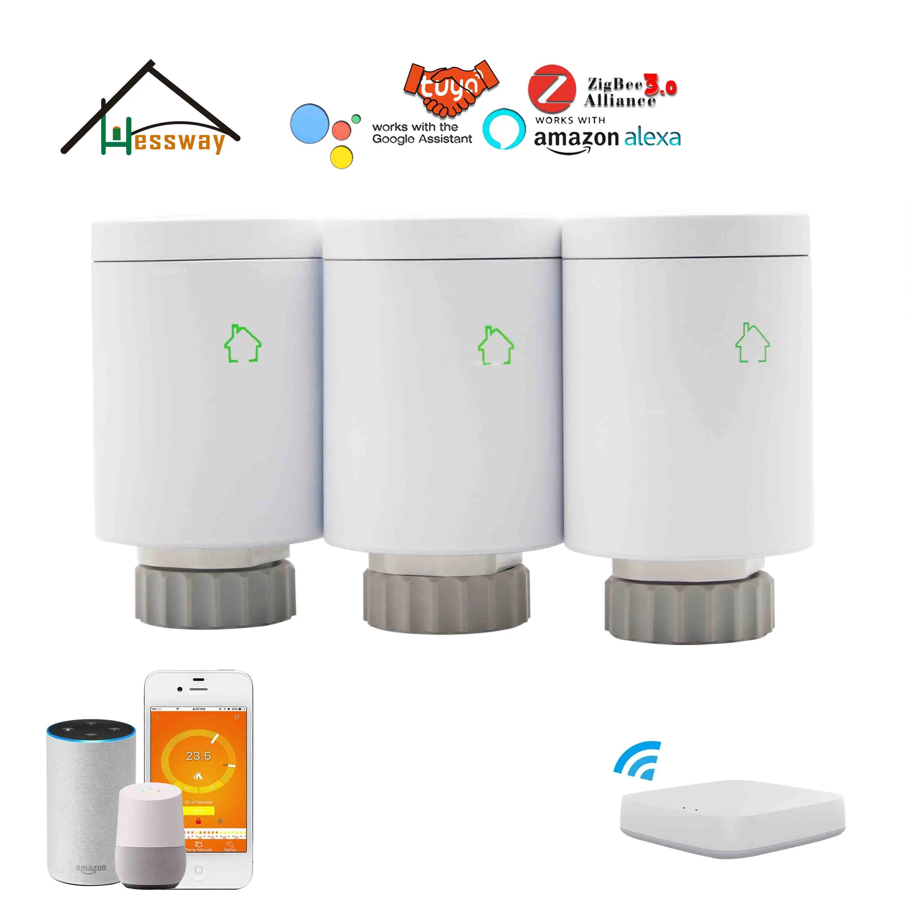 Термостатические клапаны радиатора TUYA для сухой батареи с Wi-Fi zigbee контроллера
