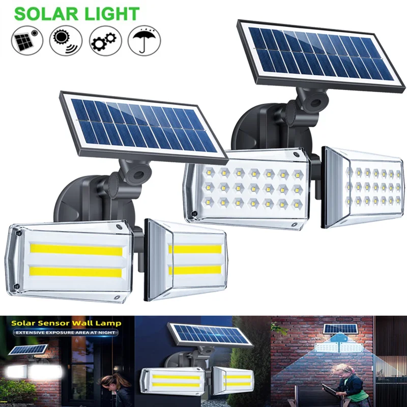 42LED/80COB Солнечный настенный светильник Открытый водонепроницаемый солнечный s PIR