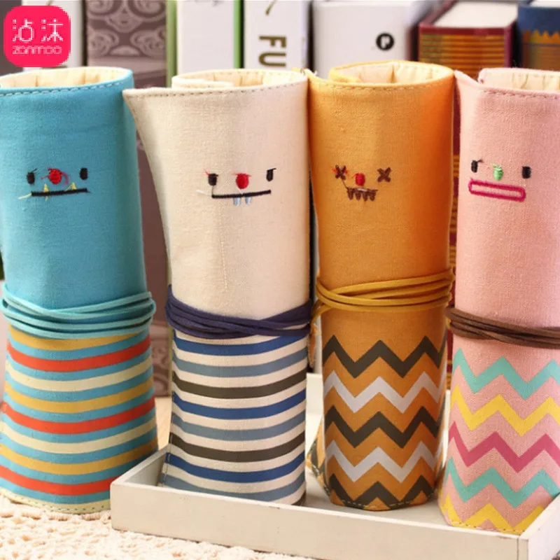 0045 модный тканевый чехол карандаш с рисунком смайлика креативный для карандашей