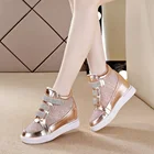 Женские кроссовки с блестками, Весенняя Повседневная Вулканизированная обувь на танкетке, 2021, женские туфли, удобные