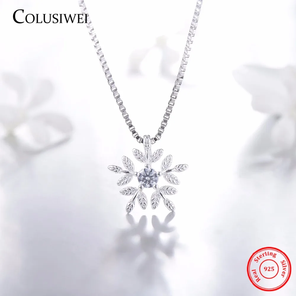 2018 Новые поступления белого цвета с принтом снежинок Ожерелье Мода CZ из чистого
