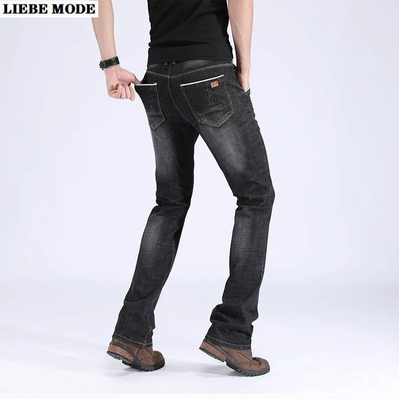 Мужские винтажные джинсы клеш серые с вырезами на ботинке весна осень 2021|Мужские