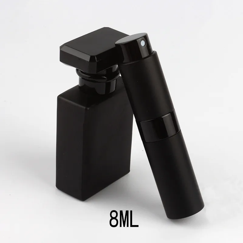 Black 8ml 8 мл металлический алюминиевый флакон для духов, косметический флакон-спрей, портативная пустая бутылка для путешествий, стакан-вкладыш - Цвет: Black 8ml