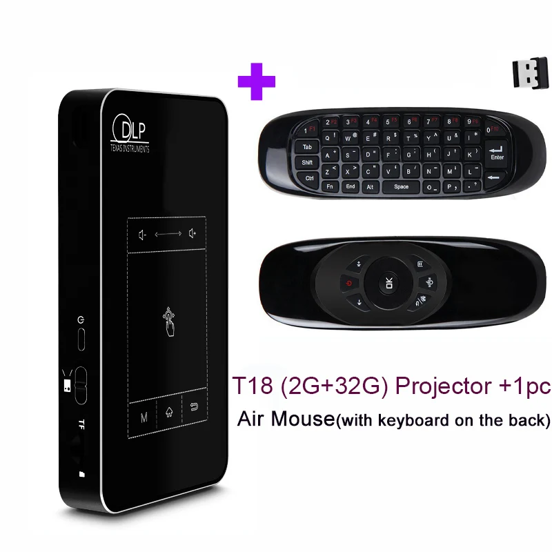2G 32G and Mouse Smartldea T18(2G+ 32G) Android 7.1.2 умный проектор Мини DLP проектор поддержка AC3 HD 1080P видео проектор Bluetooth Airplay DLNA - Цвет: 2G 32G and Mouse