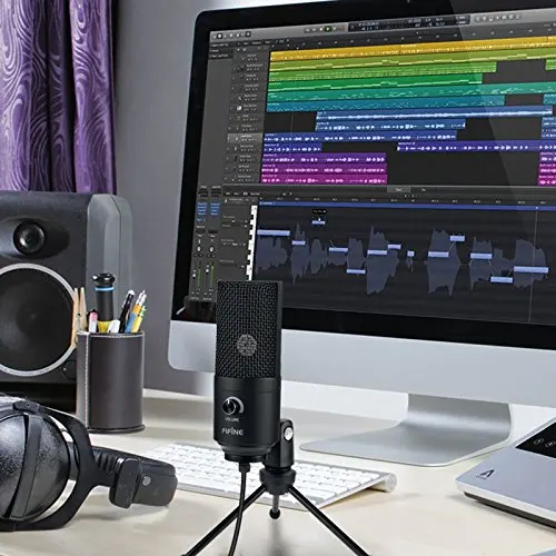 Металлический USB конденсаторный записывающий микрофон Fifine для ноутбука MAC или Windows Cardioid Studio, записывающий вокал, YouTube