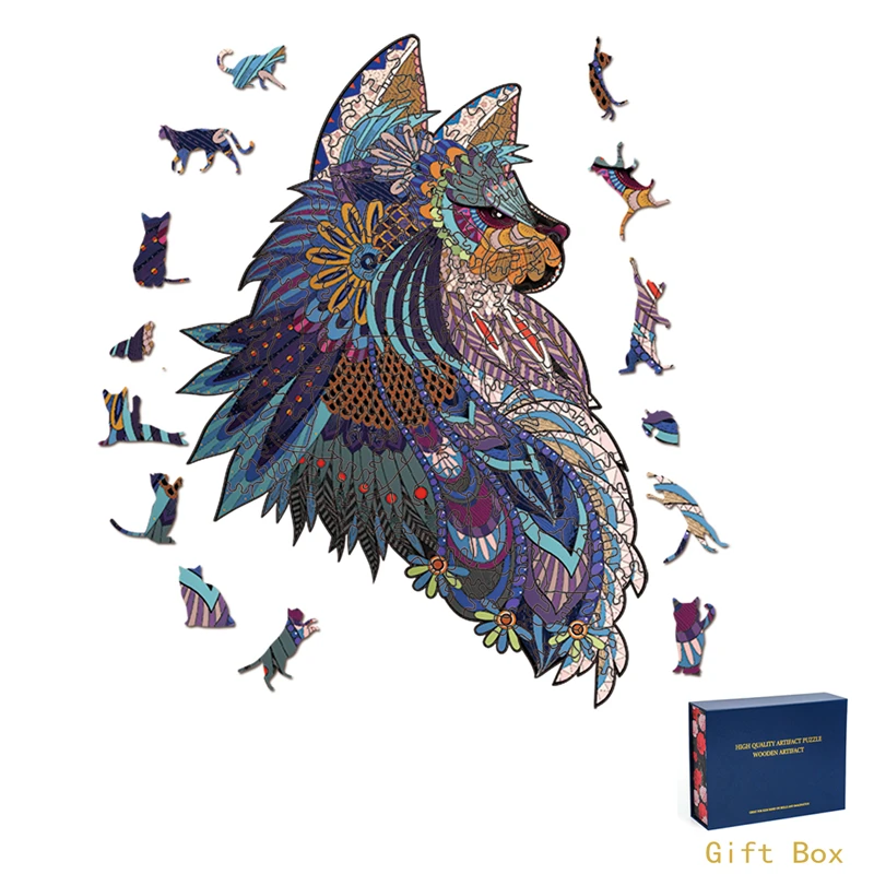 

Forest Animal Purple Eagle Wolf Elk Unique 3D Wooden Puzzle Adult Jigsaw Birthday Gift Wrapping Box Home Party Festival Carnival