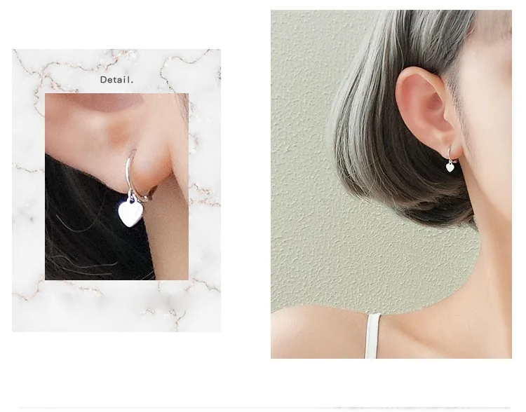 Серьги-Клипсы из чистого серебра S925 пробы, серьги в форме сердца, серьги для женщин, подарок на Рождество, Новинка