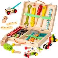kids wooden toolbox pretend play set educational montessori toys nut disassembly screw assembly simulation repair carpenter tool