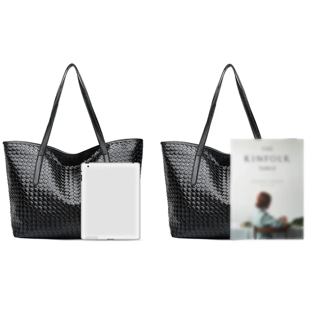 Большая сумка для осени и зимы модная плетеная простая покупок через плечо