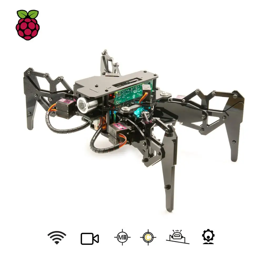 Adeept DarkPaw Bionic Quad ped Spider Robot Kit для Raspberry Pi 4/3 Model B +/B/2B робот ползания STEM отслеживание