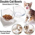 Нескользящая двойная миска для кошек с поднятой подставкой кормушка для домашних животных Кормушка для кошек защита шейного позвонка миска для корма для кошек товары для питомцев