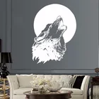Виниловая наклейка на стену с изображением воя к Луне, волка, Настенная Наклейка для гостиной, водонепроницаемая Съемная наклейка, M0017