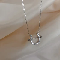 kofsac simple 925 silver necklaces for women jewelry shiny zircon horseshoe rose gold pendant necklace lady party accessories