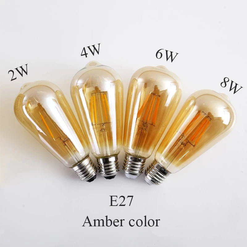 

110V 220V E27 ST64 LED Edison Filament Light Bulbs 2W 4W 6W 8W Lamp Bulb Vintage Lamps For Home Bedroom Lights Lighting Decor