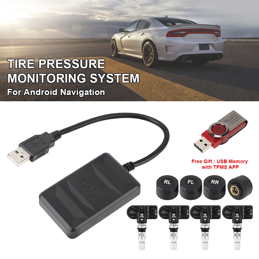 

Tire Pressure Monitoring System Android TPMS USB TPMS for Car Radio DVD Player Spare Tyre Internal External Sensor