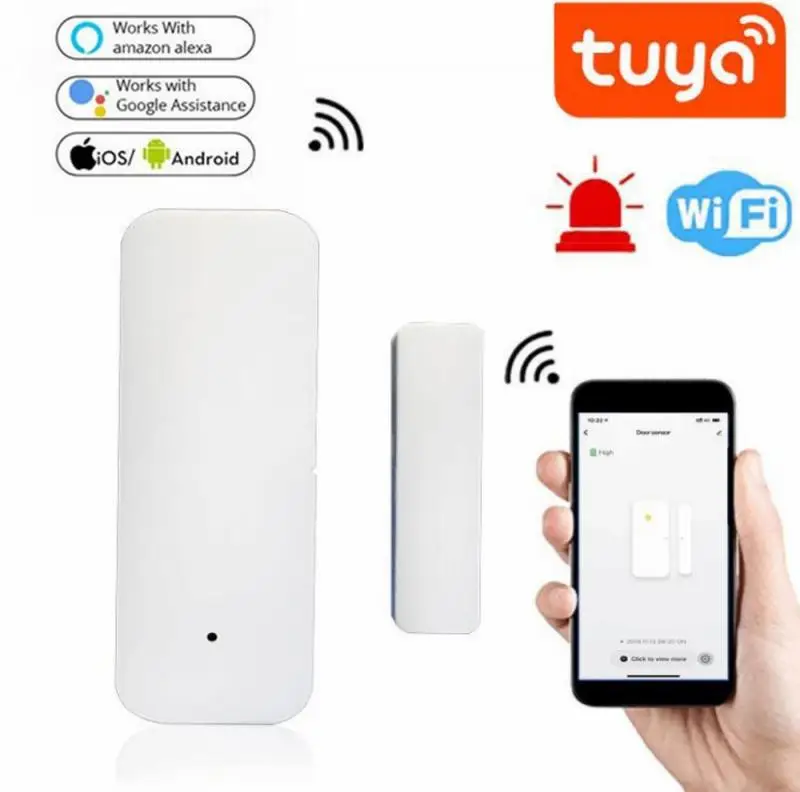 

Смарт-датчик двери Tuya с Wi-Fi, магнитный детектор сигнализации для умного дома, совместим с Alexa Google Home