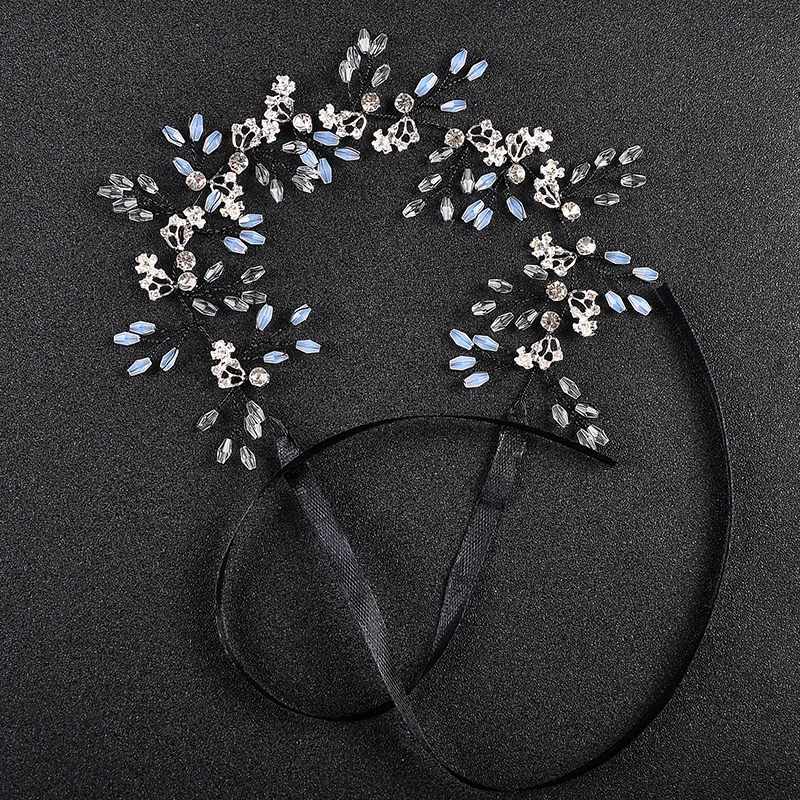 Обруч для волос Женский Свадебный стразы черного цвета украшение на голову |
