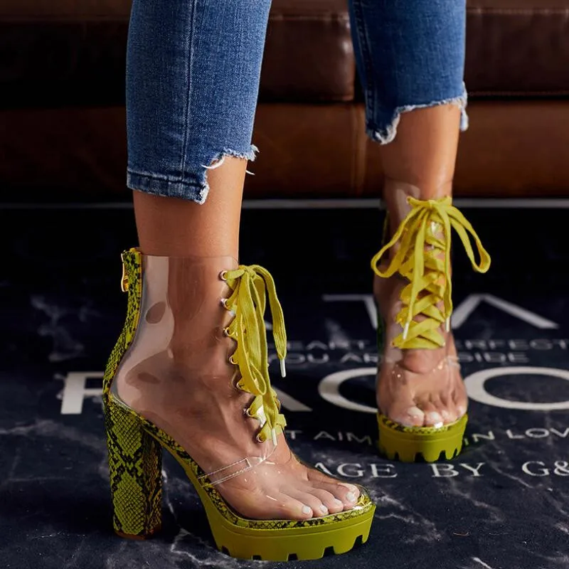 Женские босоножки Новинка флуоресцентная обувь для стриптиза на толстой