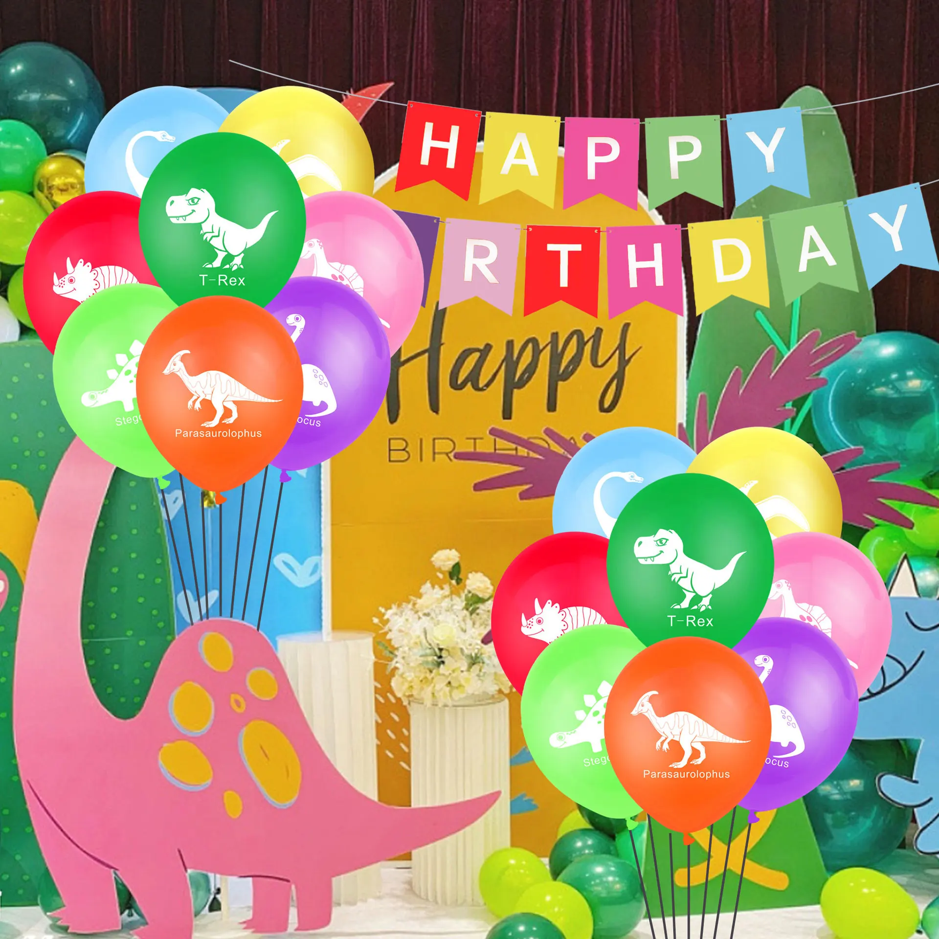 

10Pcs Colorful Animal Dinosaur Themed Birthday Balloon Happy Birthday Party Decoration For Kids