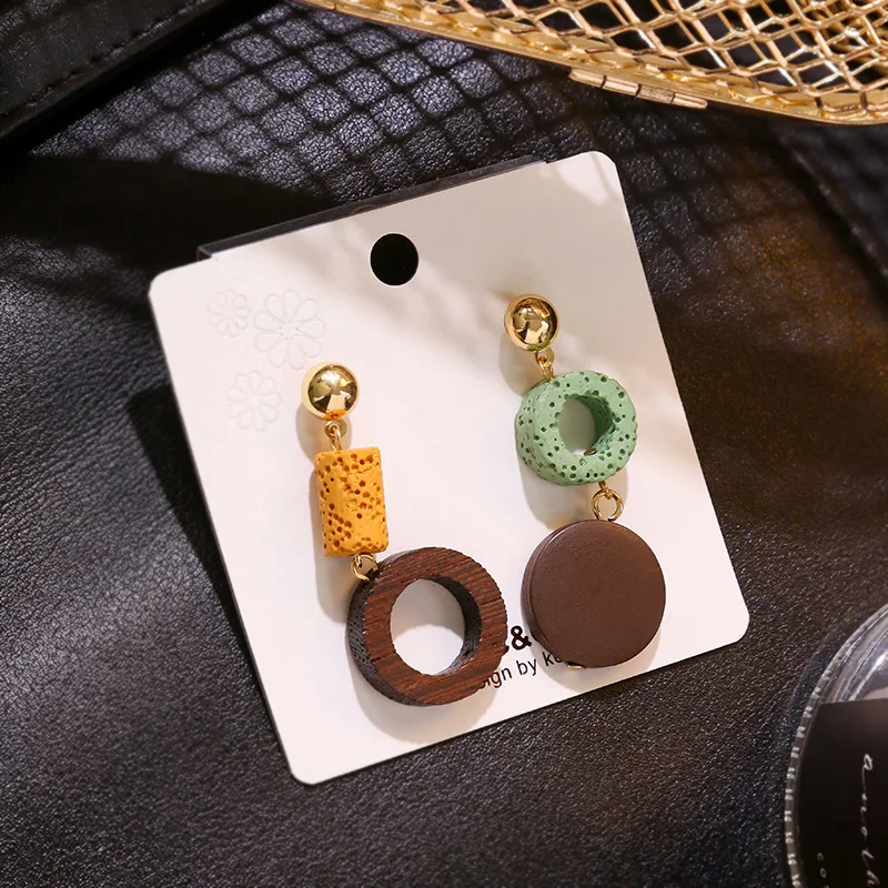 2019 Япония Корея новые винтажные красочные деревянные круглые асимметричные