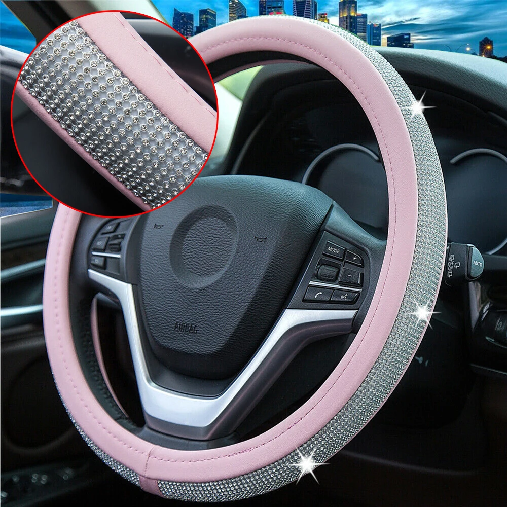 1 шт. Стразы чехол рулевого колеса автомобиля Bling/блестящие бриллианты кожа ПУ