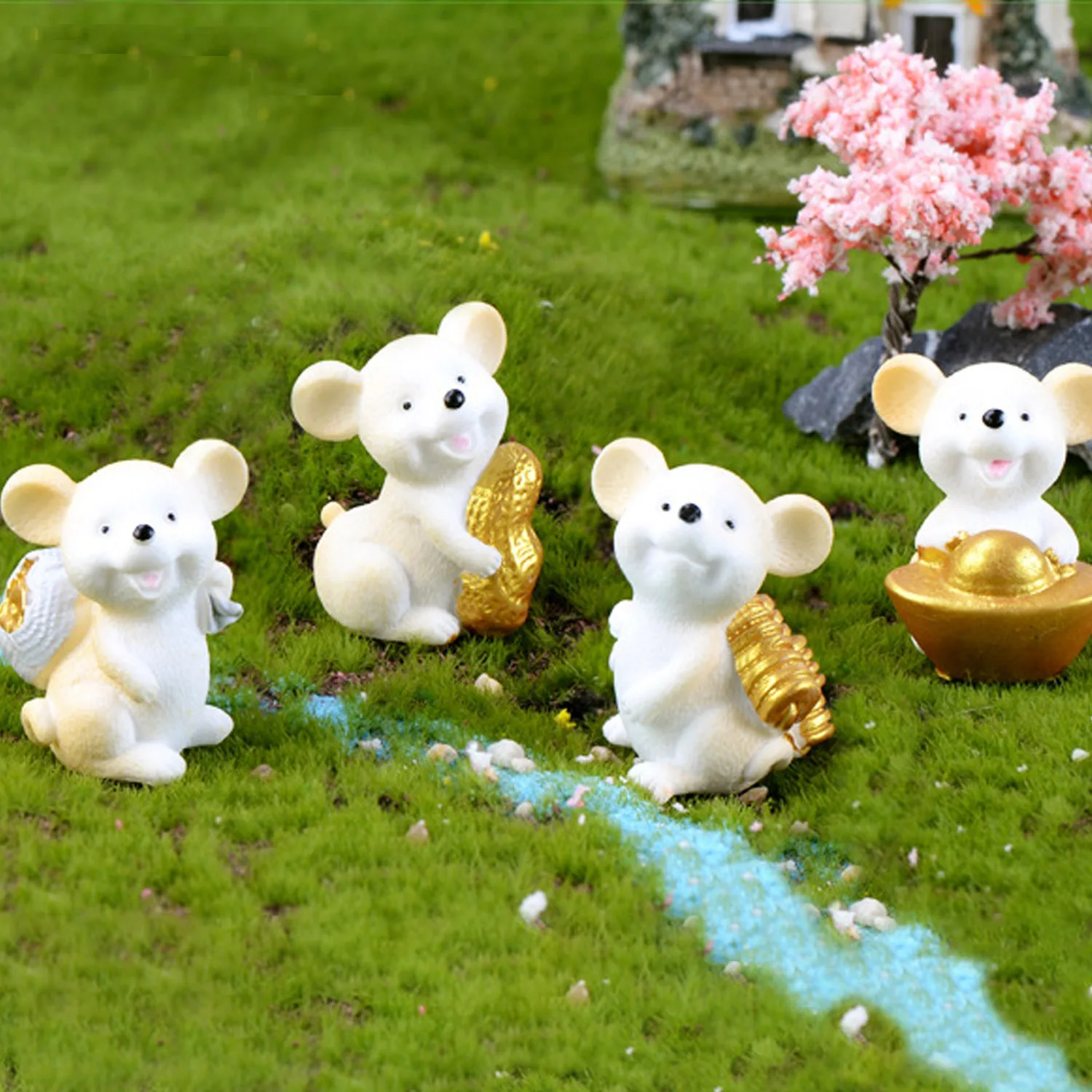 8 шт. милые фигурки мышей из смолы монета крыса на удачу настольные украшения