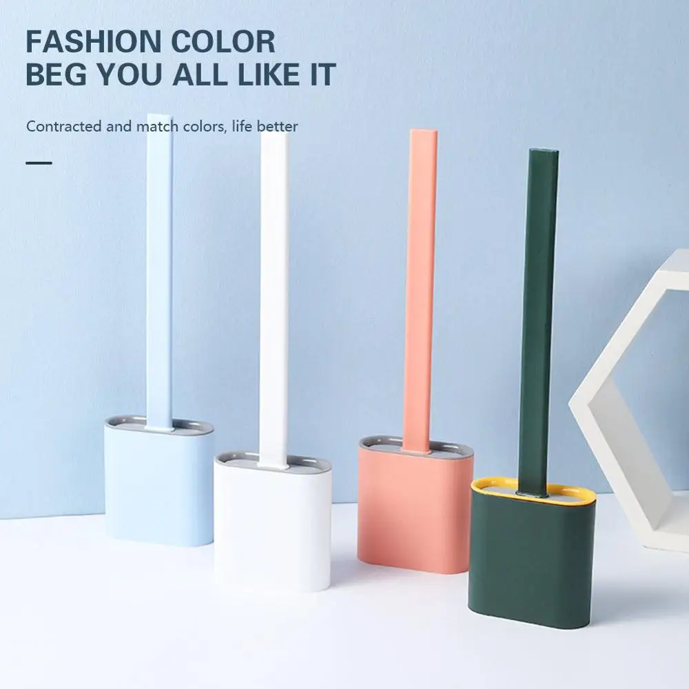 

Household Supplies Silicone Toilet Brush Floor-Standing Wall-Mounted Base Cleaning Brush For Toilet WC Bathroom Accessories Set
